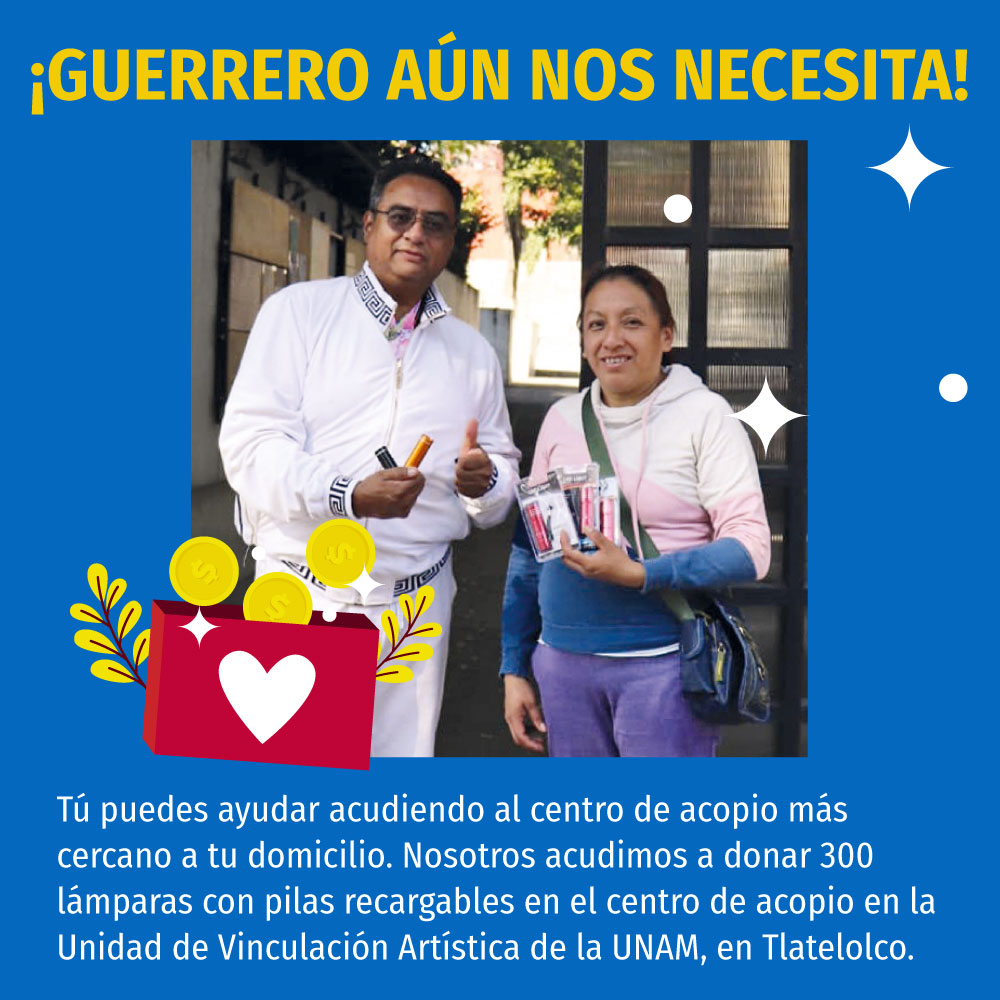 Ayuda a Guerrero donando lámparas de mano recargables