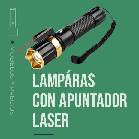 lampara led tactica negra con apuntador laser de color rojo